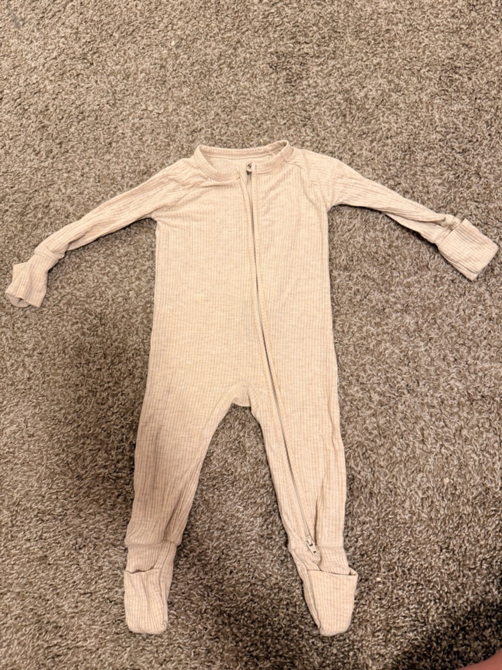 Little Sleepies Cream Ribbed Footed One-Piece